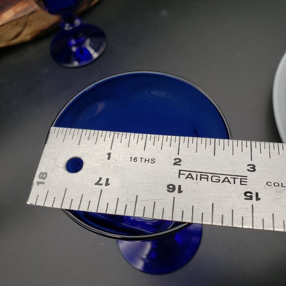 Bryce Antique Cobalt Blue Wine Glass 5" Set of 4 Paneled Blown Glass Vintage - Picture 4 of 5